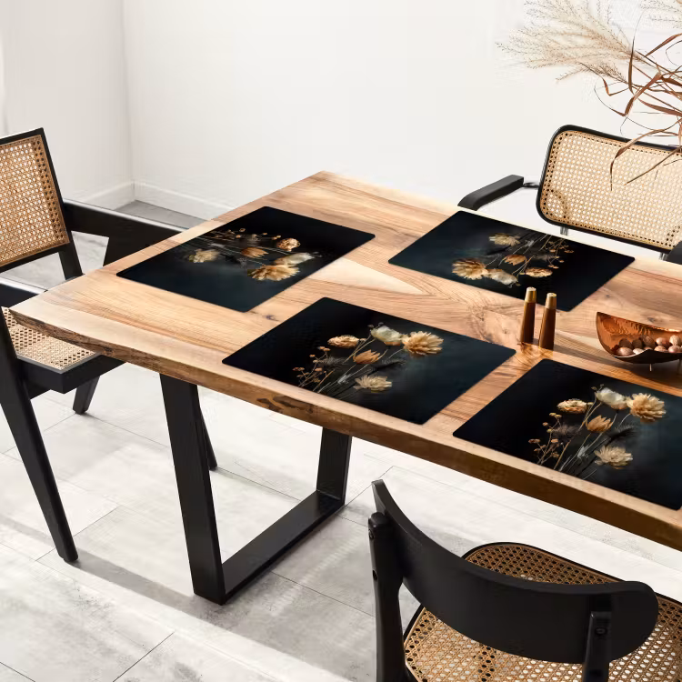 Vinilo para manteles individuales - Ramo - Flores - Luz - Negro — 4