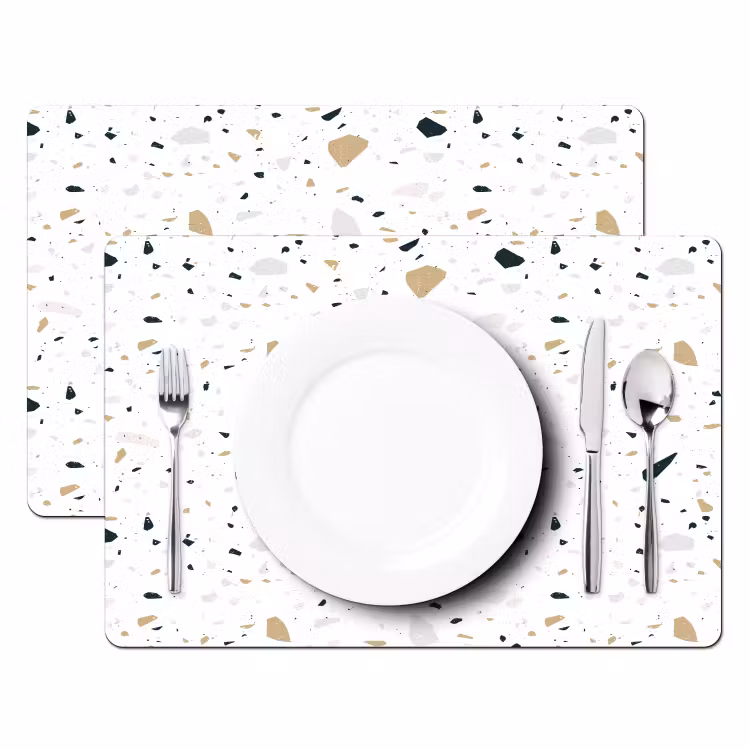 Vinilo para manteles individuales - Terrazo - Motivo - Blanco - Neutro — 2
