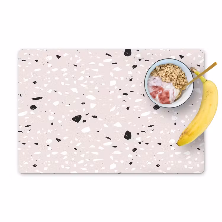 Vinilo para manteles individuales - Terrazo - Patrón - Suave - Negro - Blanco — 1
