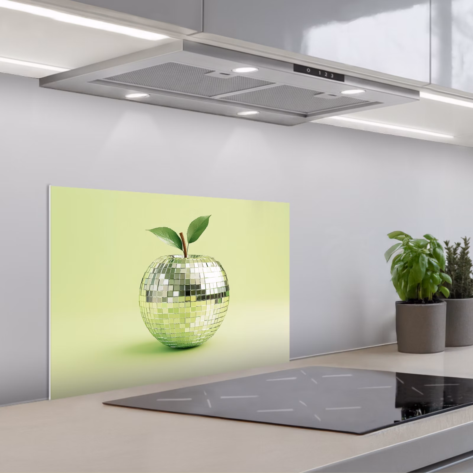 Salpicaderos de cocina - Verde - Disco - Decoración - Manzana — 1