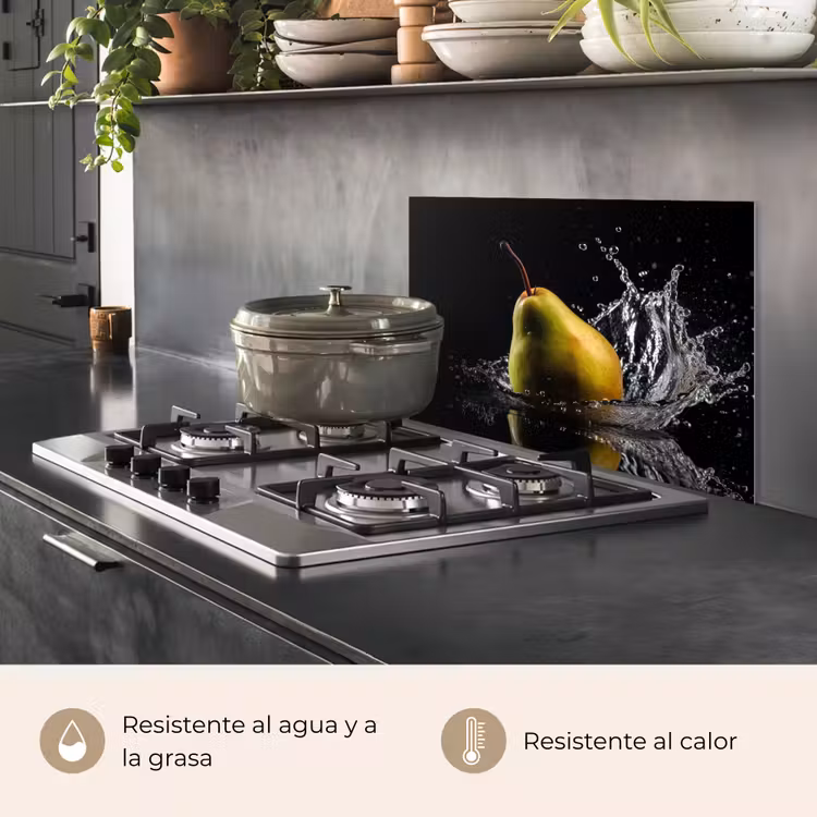 Salpicaderos de cocina - Pera - Fruta - Agua - Negro — 2