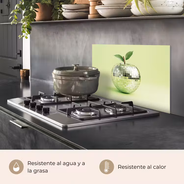 Salpicaderos de cocina - Verde - Disco - Decoración - Manzana — 2