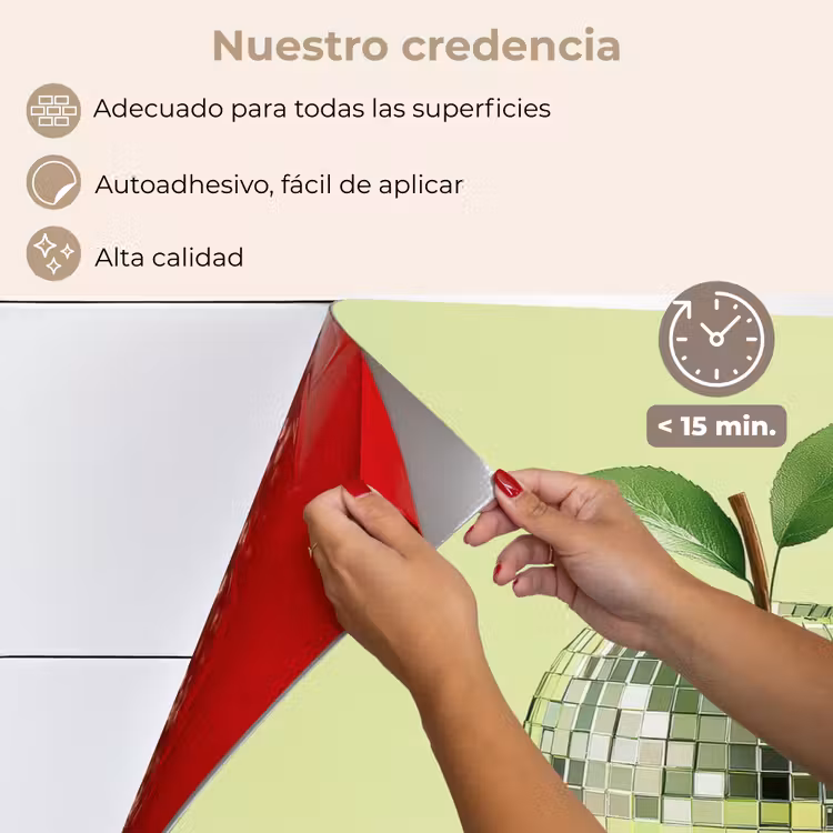Salpicaderos de cocina - Verde - Disco - Decoración - Manzana — 4