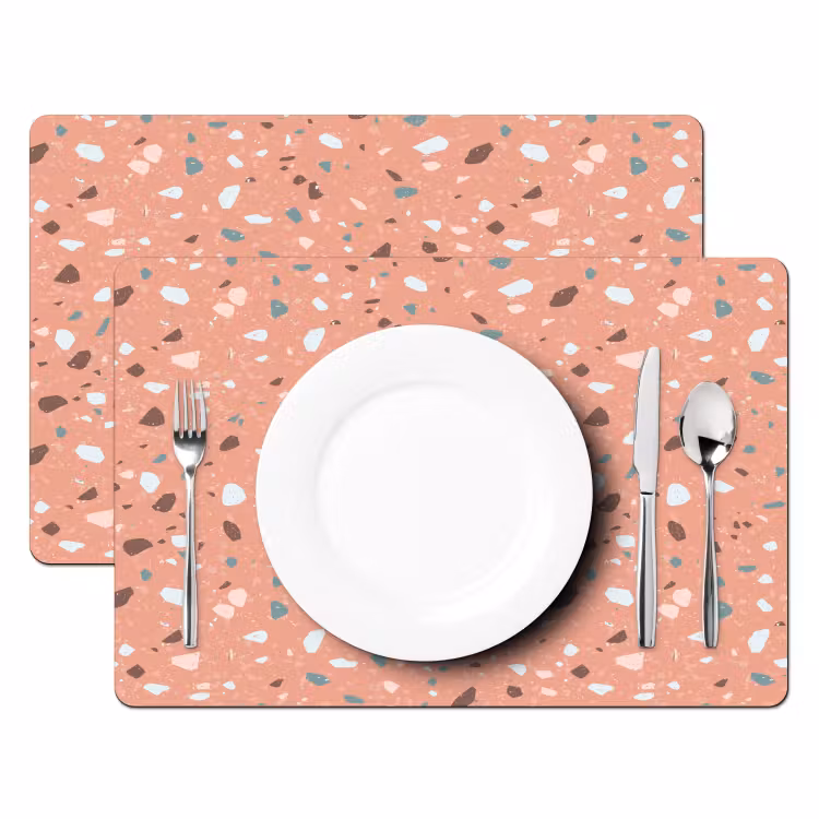 Vinilo para manteles individuales - Terrazo - Motivo - Colorido - Rosa - Azul — 2