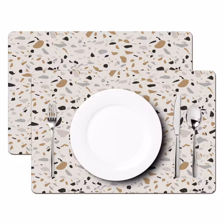 Vinilo para manteles individuales - Terrazo - Patrón - Acero — 2