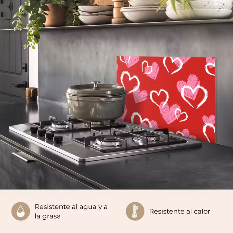 Salpicaderos de cocina - Patrón - Corazones - Rosa - San Valentín — 2