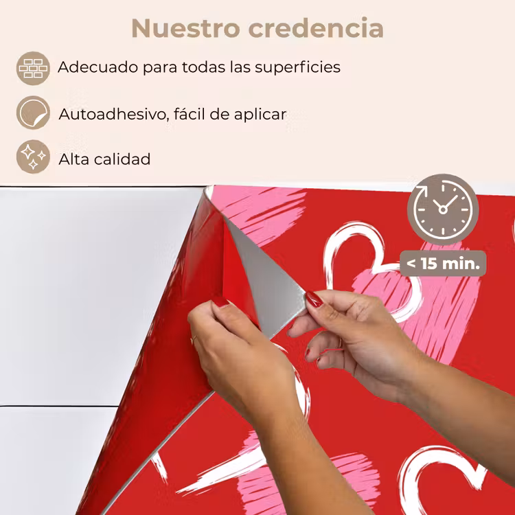 Salpicaderos de cocina - Patrón - Corazones - Rosa - San Valentín — 4