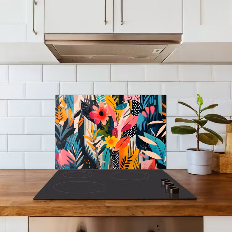 Salpicaderos de cocina - Pintura - Abstracto - Flores - Rosa — 3