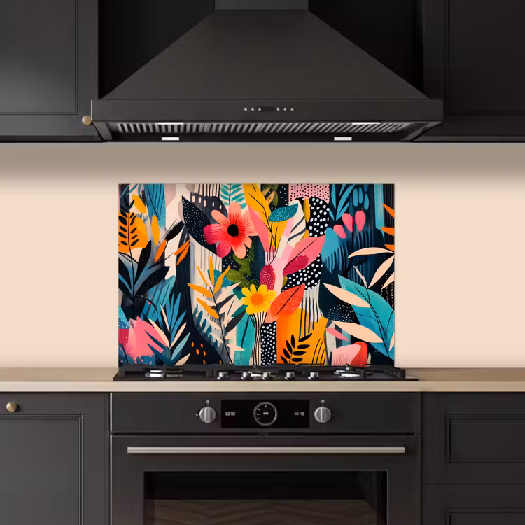 Salpicaderos de cocina - Pintura - Abstracto - Flores - Rosa — 5