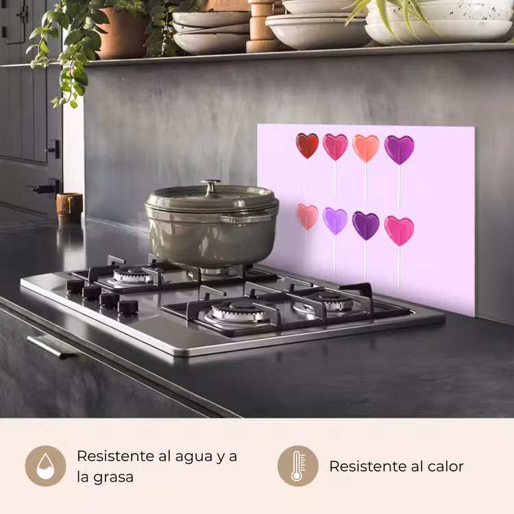Salpicaderos de cocina - Piruleta - Corazón - Rosa - Caramelo — 2