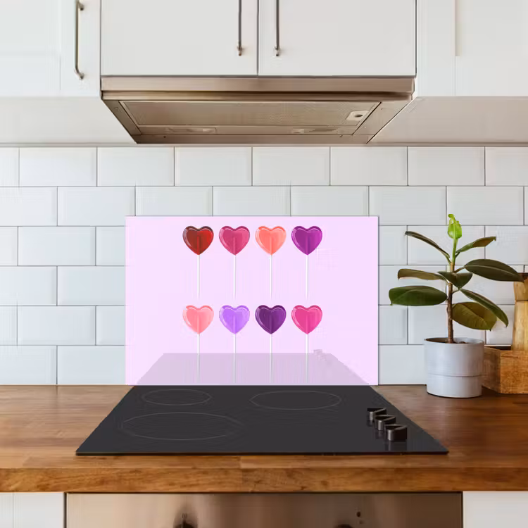 Salpicaderos de cocina - Piruleta - Corazón - Rosa - Caramelo — 3