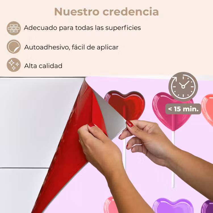 Salpicaderos de cocina - Piruleta - Corazón - Rosa - Caramelo — 4