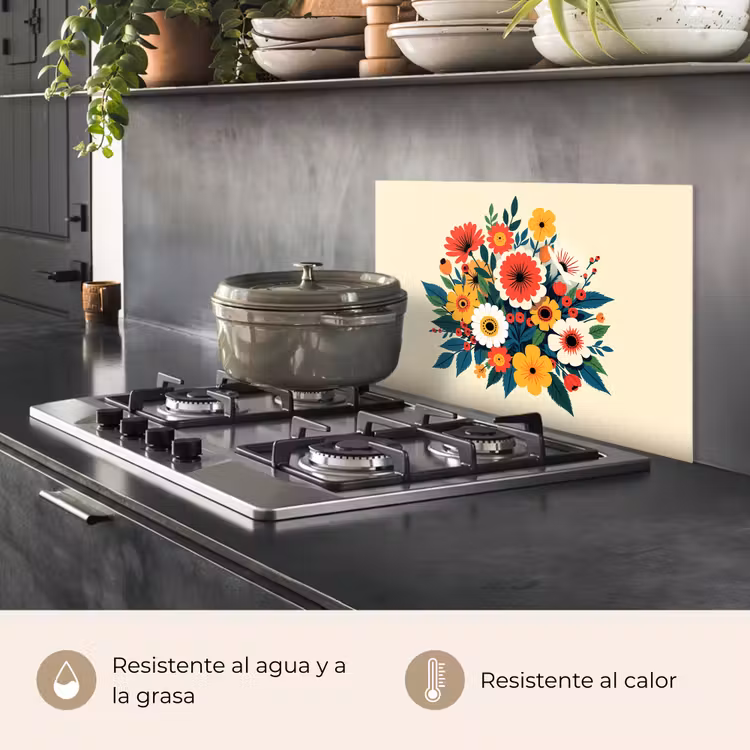 Salpicaderos de cocina - Ramo - Hojas - Ilustración - Colorido — 2