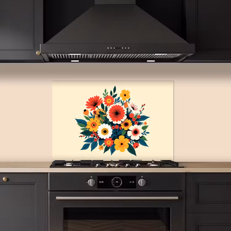 Salpicaderos de cocina - Ramo - Hojas - Ilustración - Colorido — 5