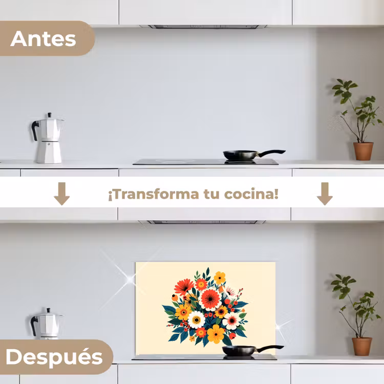Salpicaderos de cocina - Ramo - Hojas - Ilustración - Colorido — 7