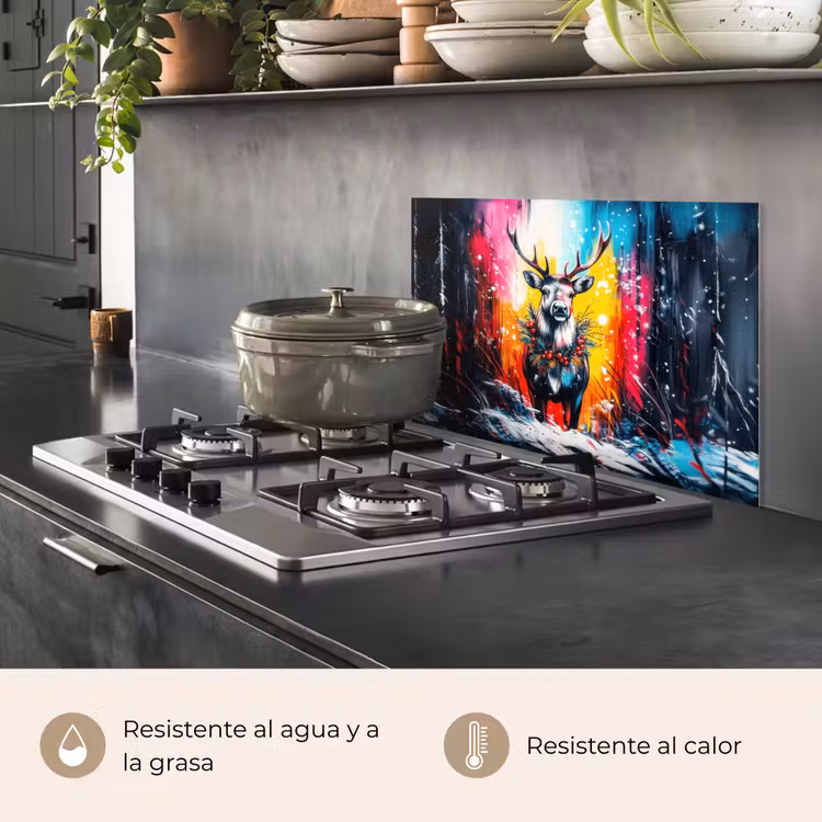 Salpicaderos de cocina - Reno - Cornamenta - Corona - Colorido — 2