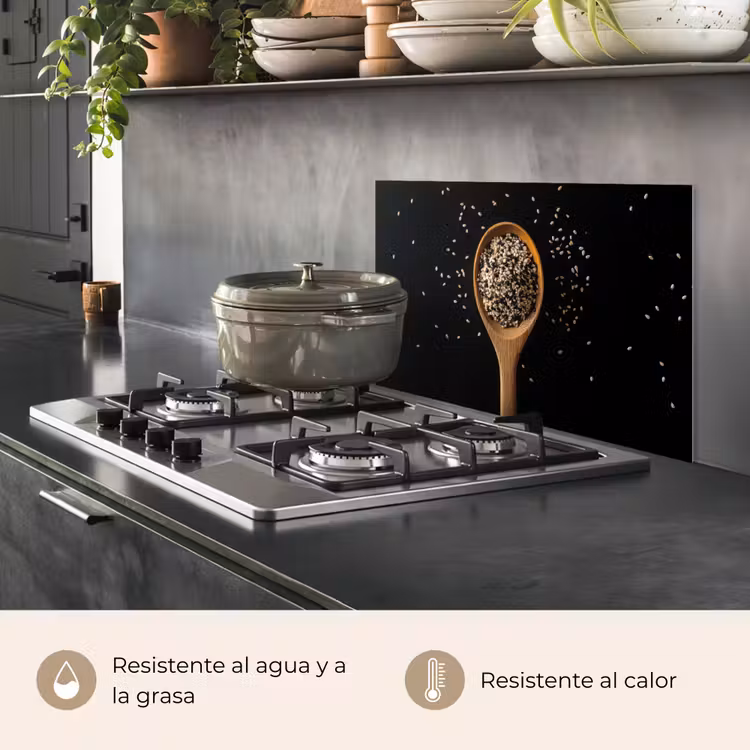 Salpicaderos de cocina - Sésamo - Cuchara - Negro — 2