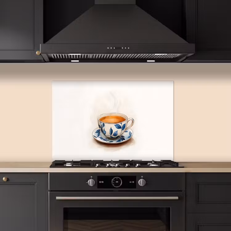 Salpicaderos de cocina - Taza de té - Hojas - Azul — 5