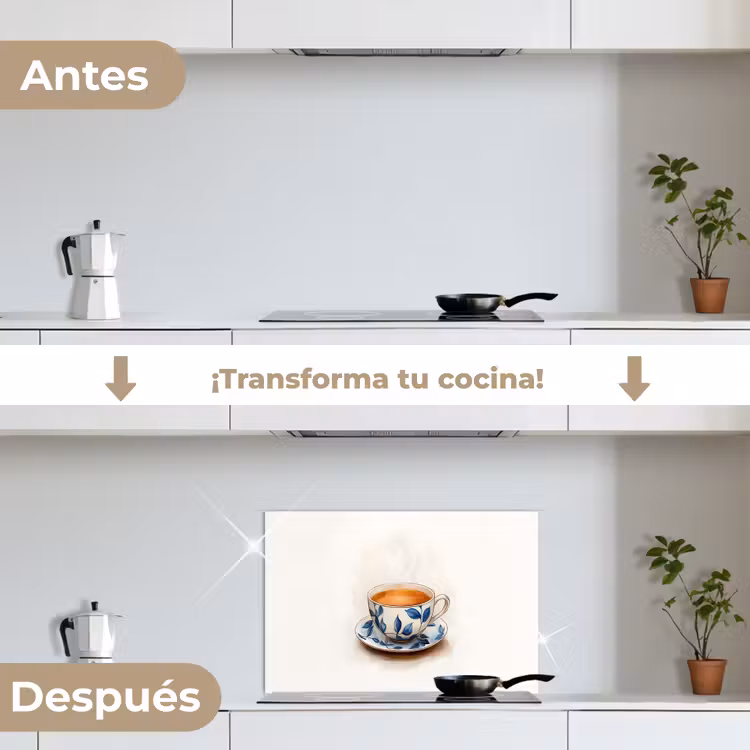 Salpicaderos de cocina - Taza de té - Hojas - Azul — 7