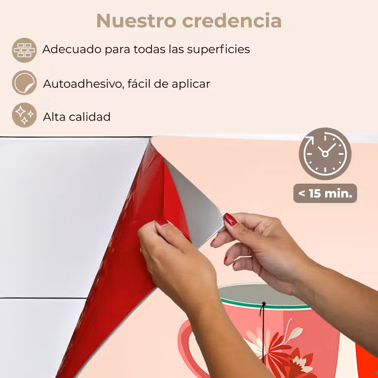 Salpicaderos de cocina - Tazas de té - Flores - Rosa - Bolsitas de té — 4