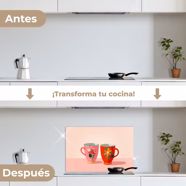 Salpicaderos de cocina - Tazas de té - Flores - Rosa - Bolsitas de té — 7