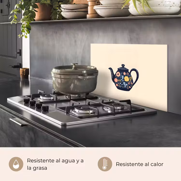 Salpicaderos de cocina - Tetera - Colorido - Flores — 2