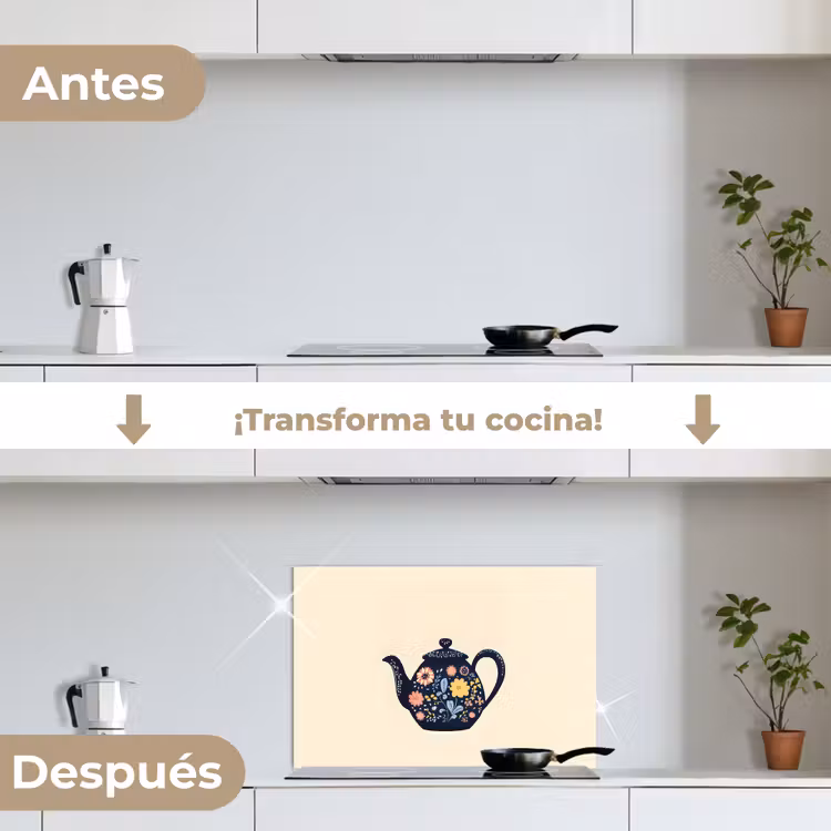 Salpicaderos de cocina - Tetera - Colorido - Flores — 7