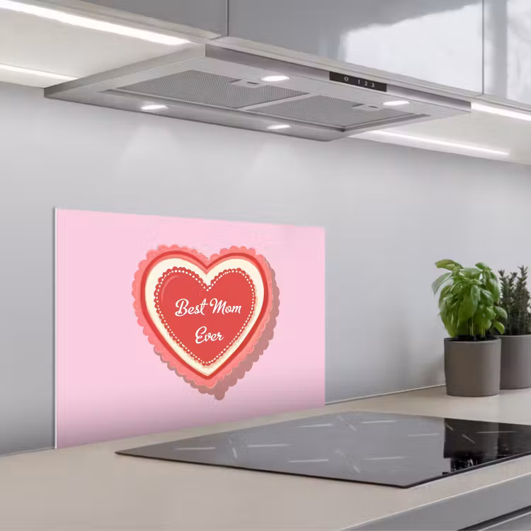 Salpicaderos de cocina - Texto - Corazón - Madre - Rosa — 1