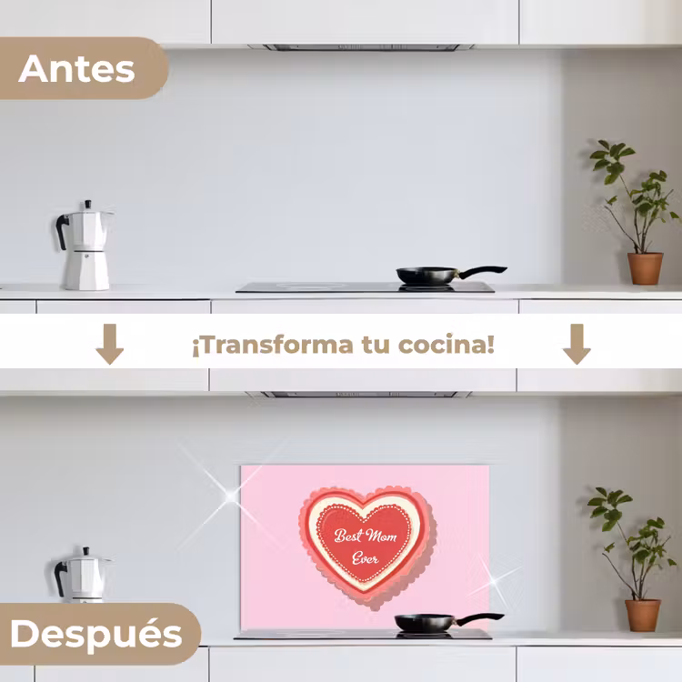 Salpicaderos de cocina - Texto - Corazón - Madre - Rosa — 7