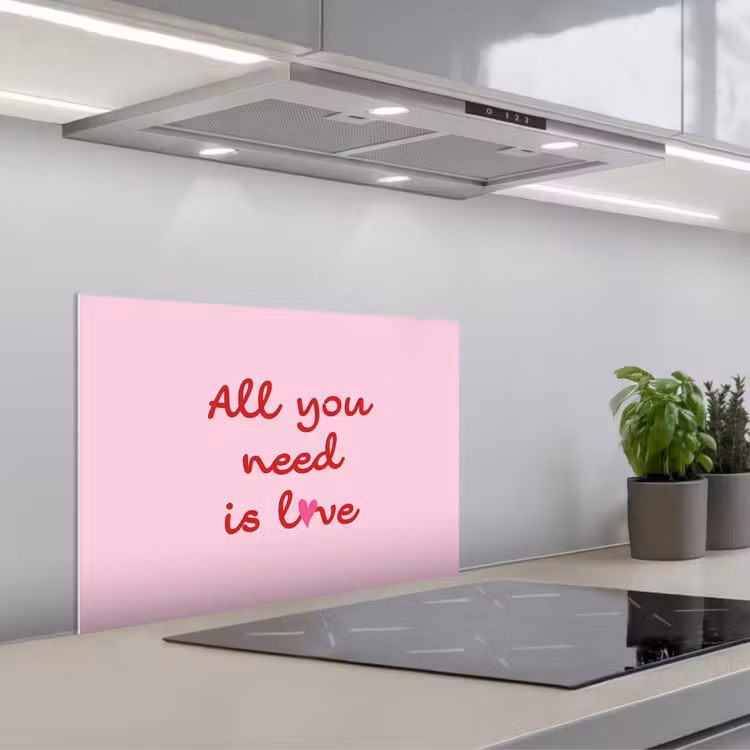 Salpicaderos de cocina - Texto - Rosa - Amor - Corazón — 1