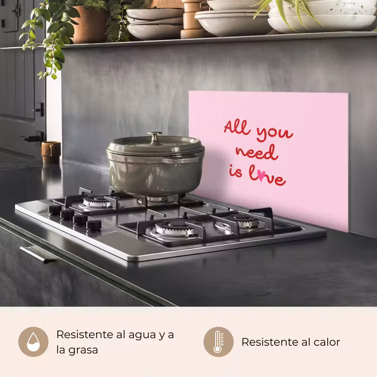 Salpicaderos de cocina - Texto - Rosa - Amor - Corazón — 2
