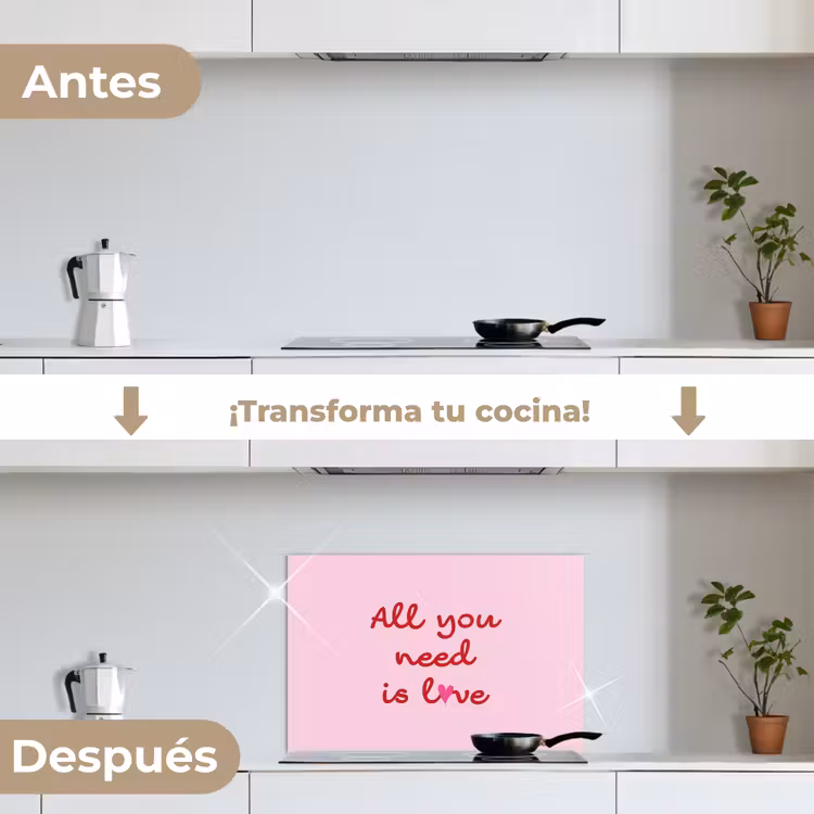 Salpicaderos de cocina - Texto - Rosa - Amor - Corazón — 7