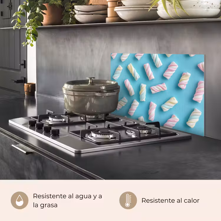 Salpicaderos de cocina - Tocino - Pastel - Caramelo - Azul — 2