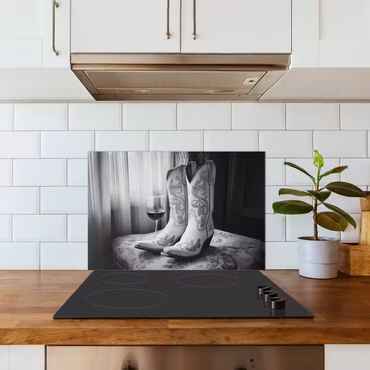 Salpicaderos de cocina - Vino - Botas vaqueras - Luz de ventana - Blanco — 3