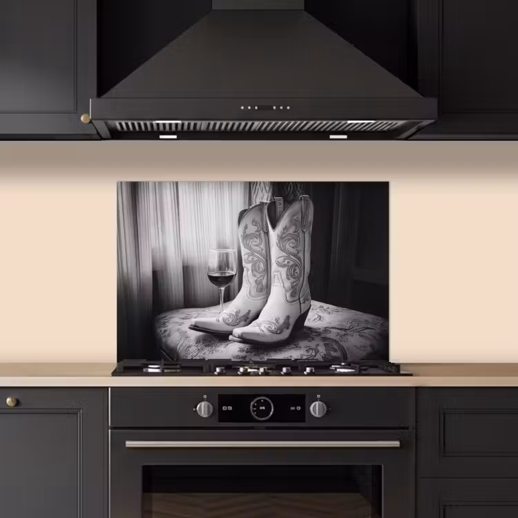 Salpicaderos de cocina - Vino - Botas vaqueras - Luz de ventana - Blanco — 5