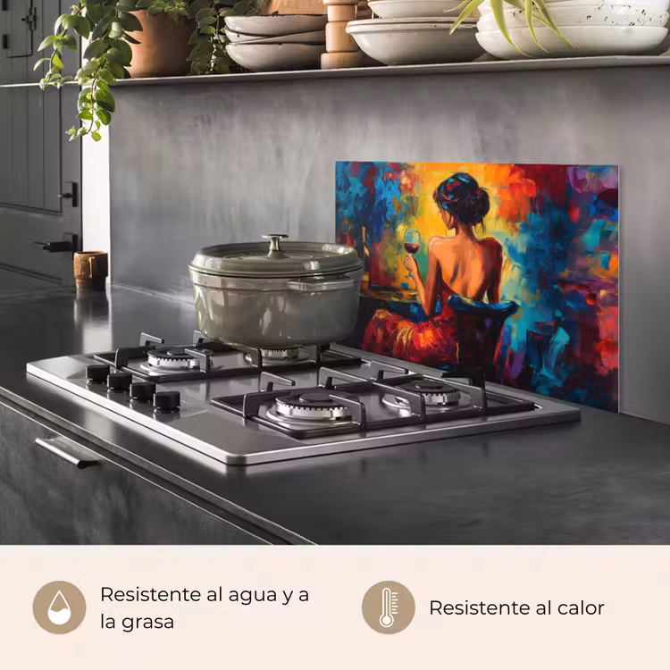 Salpicaderos de cocina - Vino - Mujer - Atmosférico - Colorido — 2