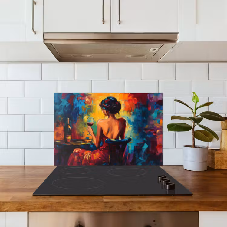 Salpicaderos de cocina - Vino - Mujer - Atmosférico - Colorido — 3