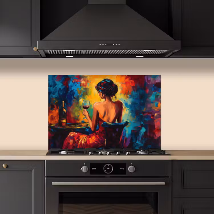 Salpicaderos de cocina - Vino - Mujer - Atmosférico - Colorido — 5