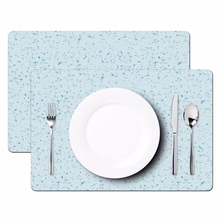 Vinilo para manteles individuales - Terrazo - Estampado - Colorido - Azul bebé — 2