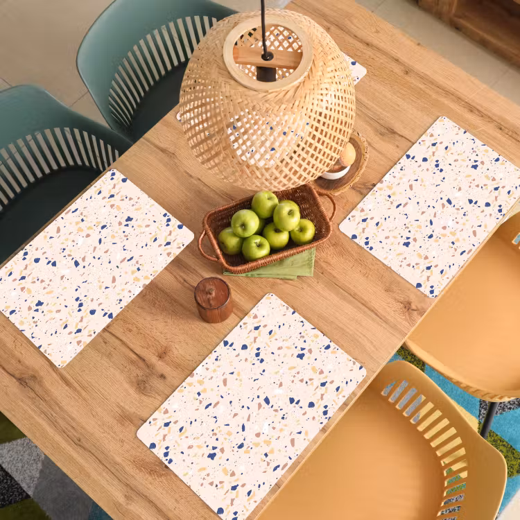 Vinilo para manteles individuales - Terrazo - Motivo - Colorido - Añil — 3