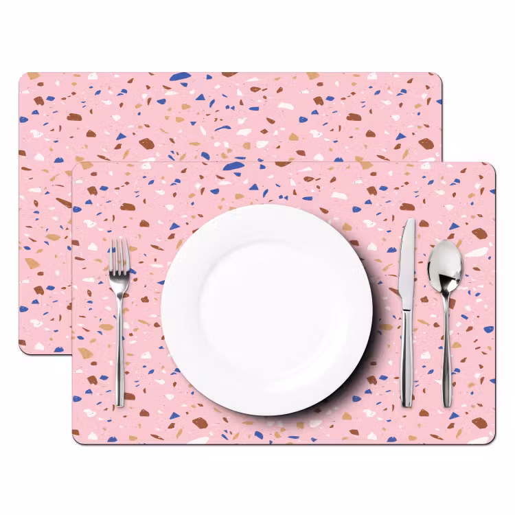 Vinilo para manteles individuales - Terrazo - Motivo - Colorido - Rosa — 2