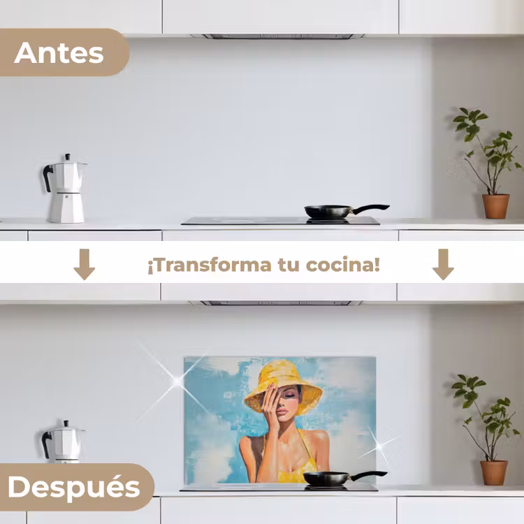 Salpicaderos de cocina - Pintura - Mujer - Sombrero - Amarillo — 7