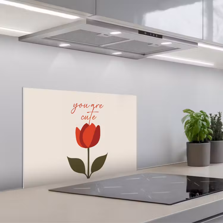 Salpicaderos de cocina - Rosa - Rojo - Flor - San Valentín — 1