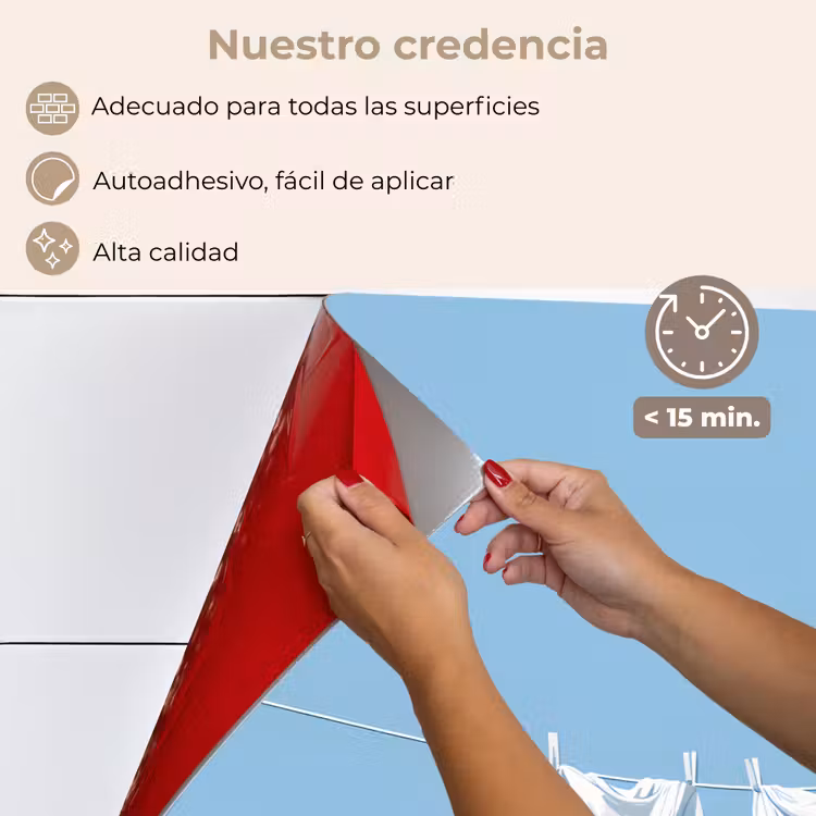 Salpicaderos de cocina - Sábanas - Tendedero - Azul - Minimalista — 4