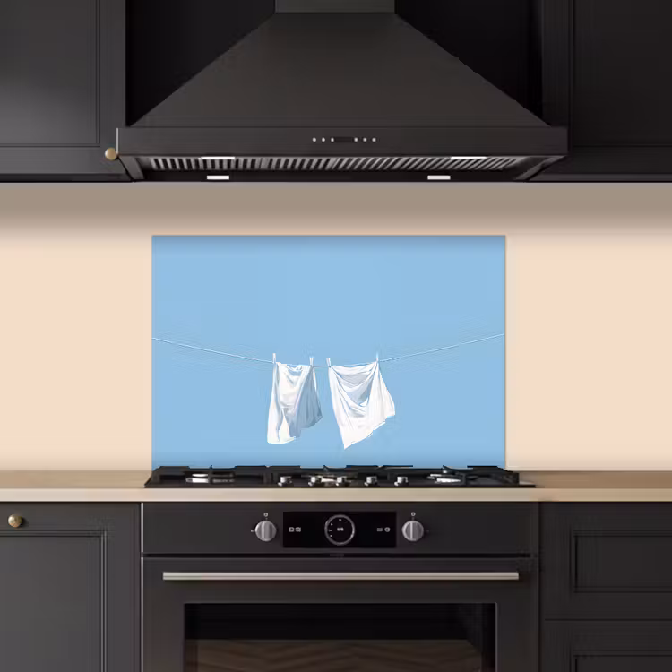 Salpicaderos de cocina - Sábanas - Tendedero - Azul - Minimalista — 5