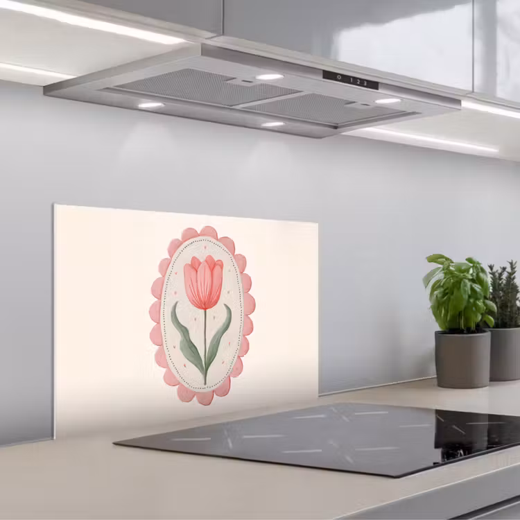 Salpicaderos de cocina - Tulipán - Marco - Oval - Ilustración — 1