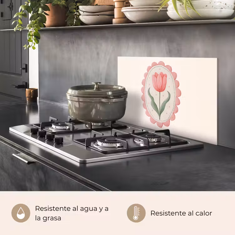 Salpicaderos de cocina - Tulipán - Marco - Oval - Ilustración — 2