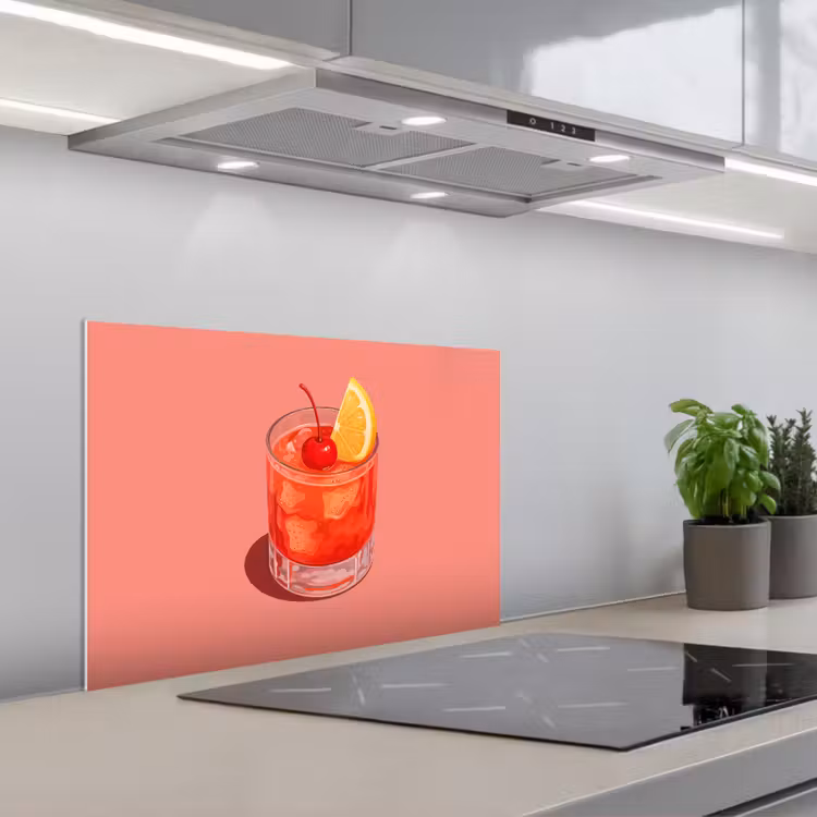 Salpicaderos de cocina - Vaso - Cubitos de hielo - Limón - Cereza — 1