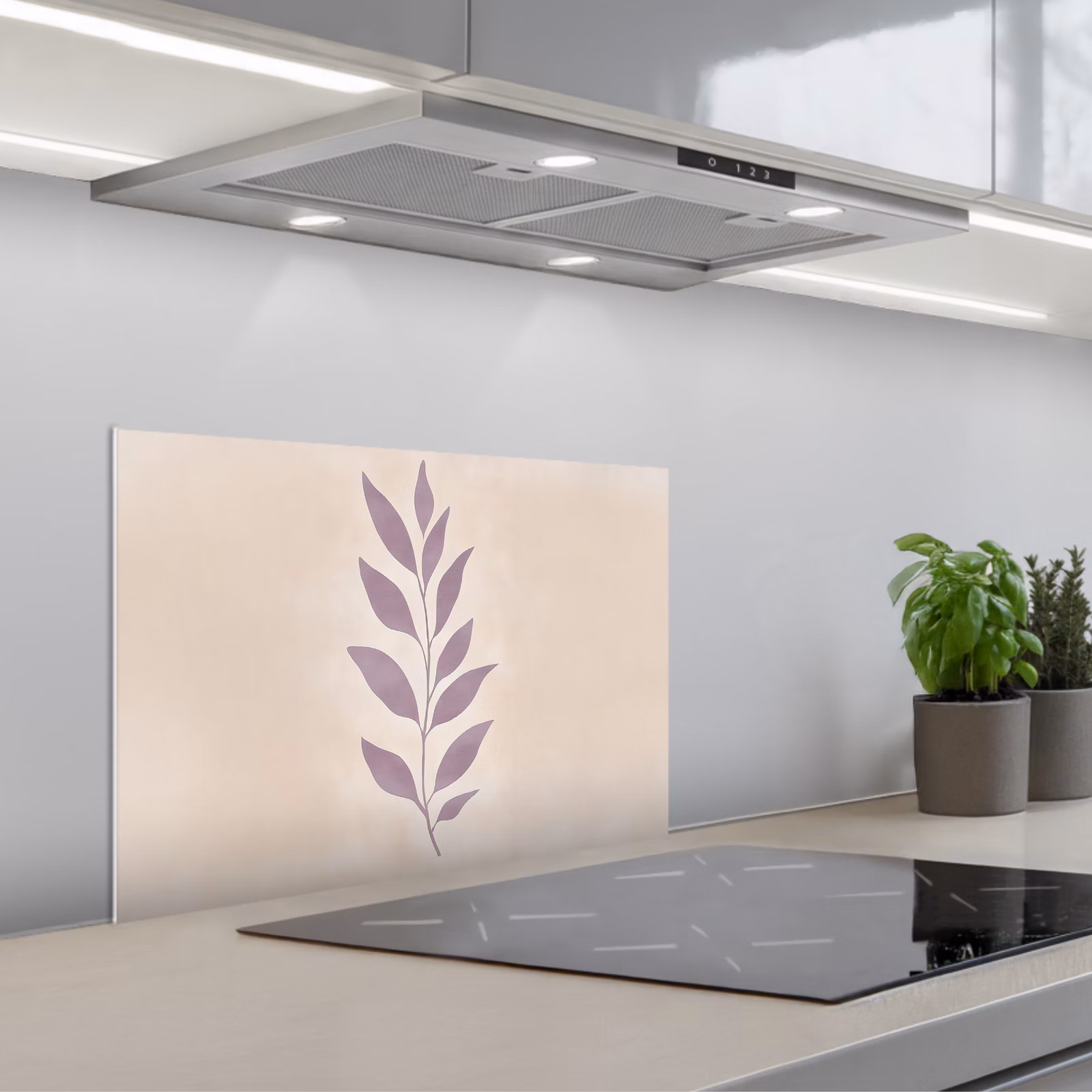 Salpicaderos de cocina - Rama - Hojas - Minimalista - Beige — 1