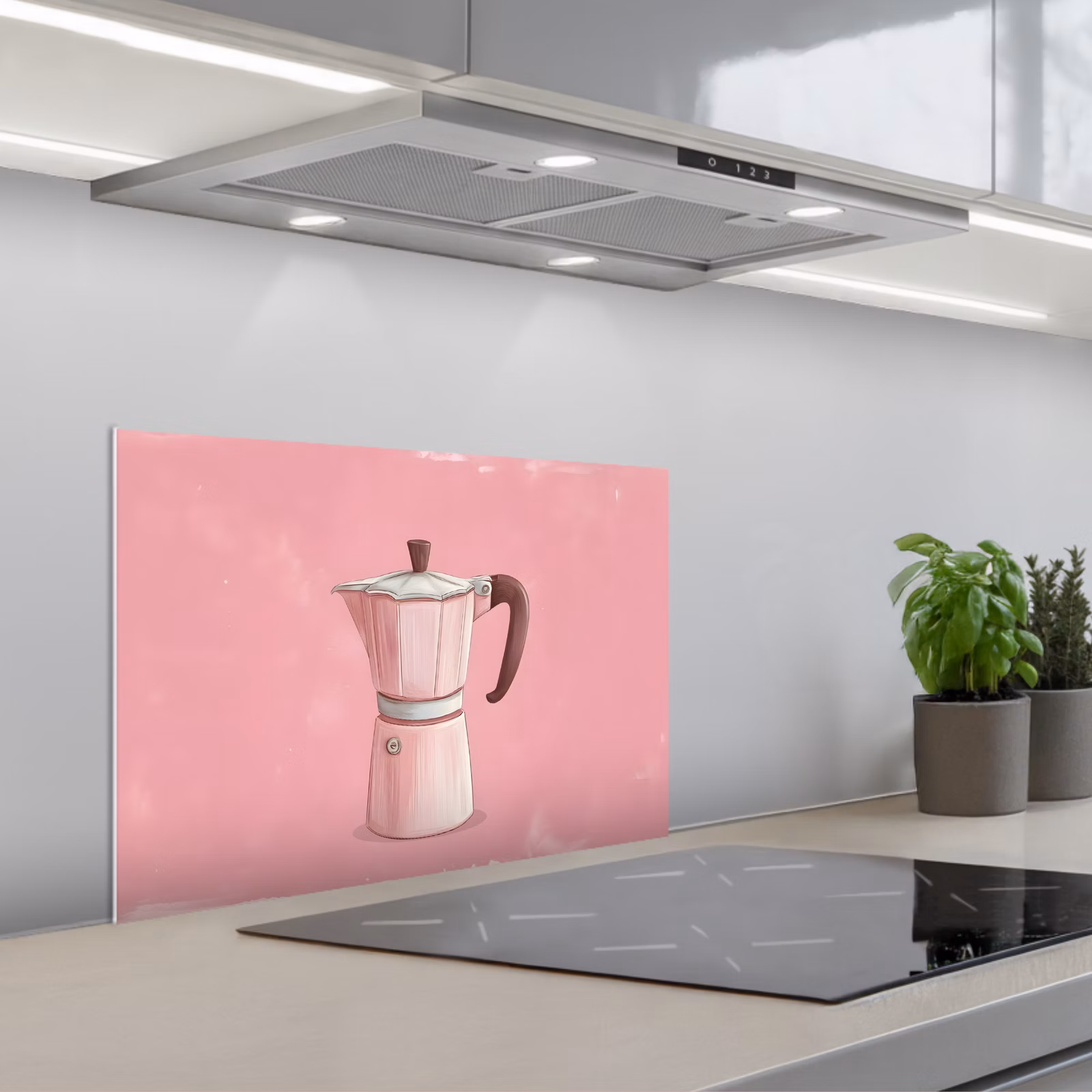 Salpicaderos de cocina - Rosa - Taza - Ilustración - Café — 1